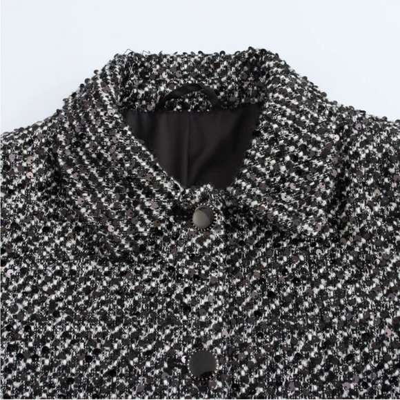 New ZARA Sequined Tweed Jacket - Picture 9 of 13